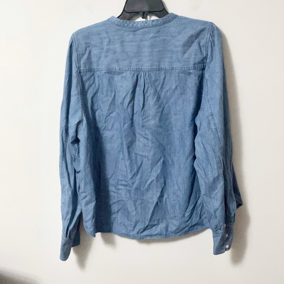 J. Crew Point Sur Chambray Collarless Shirt - Picture 4 of 5